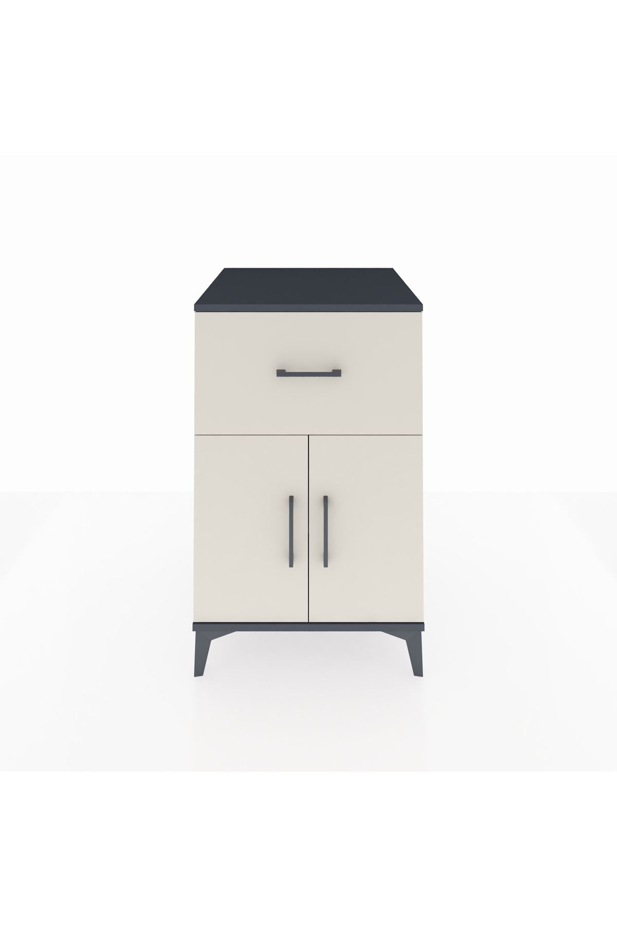 Kronos Komodin Tek Raflı Tek Çekmeceli 2 Kapaklı 60x59x96 Antrasit-Aytaşı