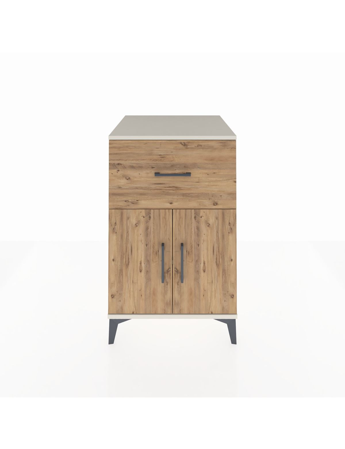 Kronos Komodin Tek Raflı Tek Çekmeceli 2 Kapaklı 60x59x96 Aytaşı-Çam