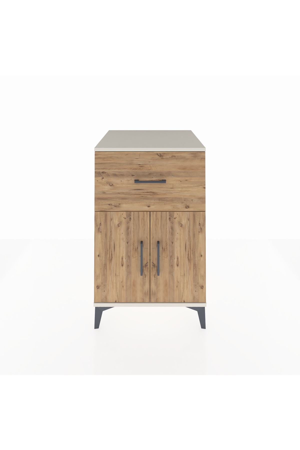 Kronos Komodin Tek Raflı Tek Çekmeceli 2 Kapaklı 60x59x96 Aytaşı-Çam