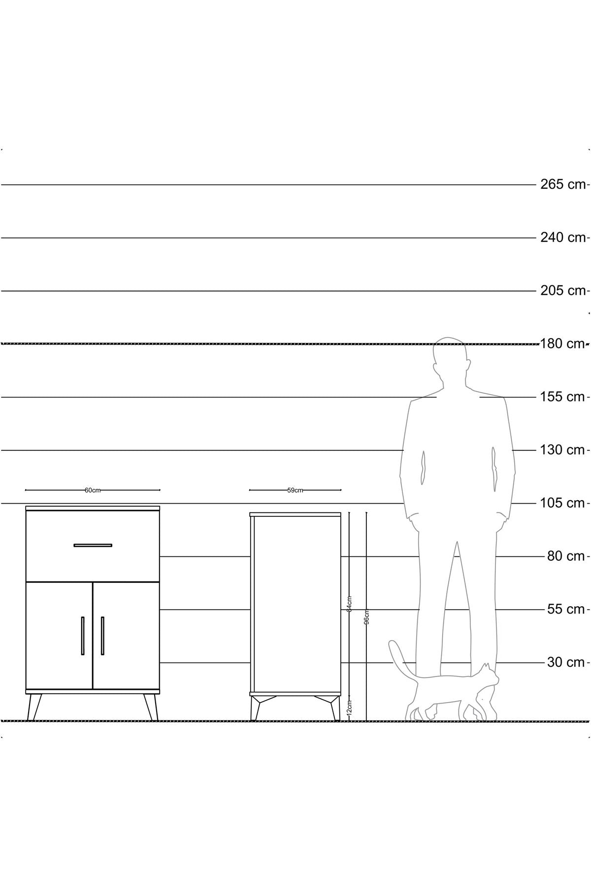 Kronos Komodin Tek Raflı Tek Çekmeceli 2 Kapaklı 60x59x96 Aytaşı-Çam