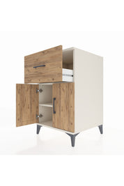 Kronos Komodin Tek Raflı Tek Çekmeceli 2 Kapaklı 60x59x96 Aytaşı-Çam