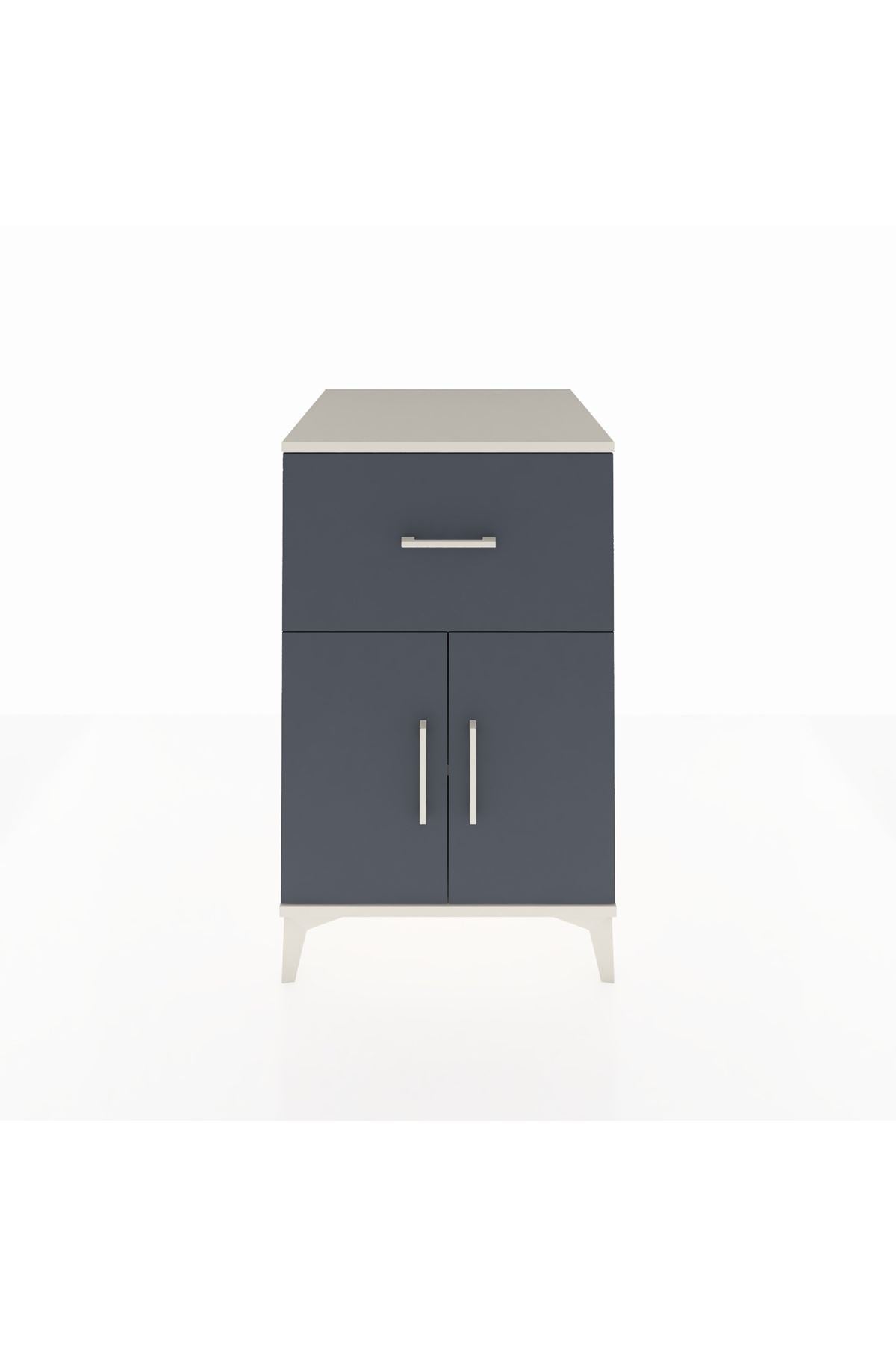 Kronos Komodin Tek Raflı Tek Çekmeceli 2 Kapaklı 60x59x96 Aytaşı-Antrasit