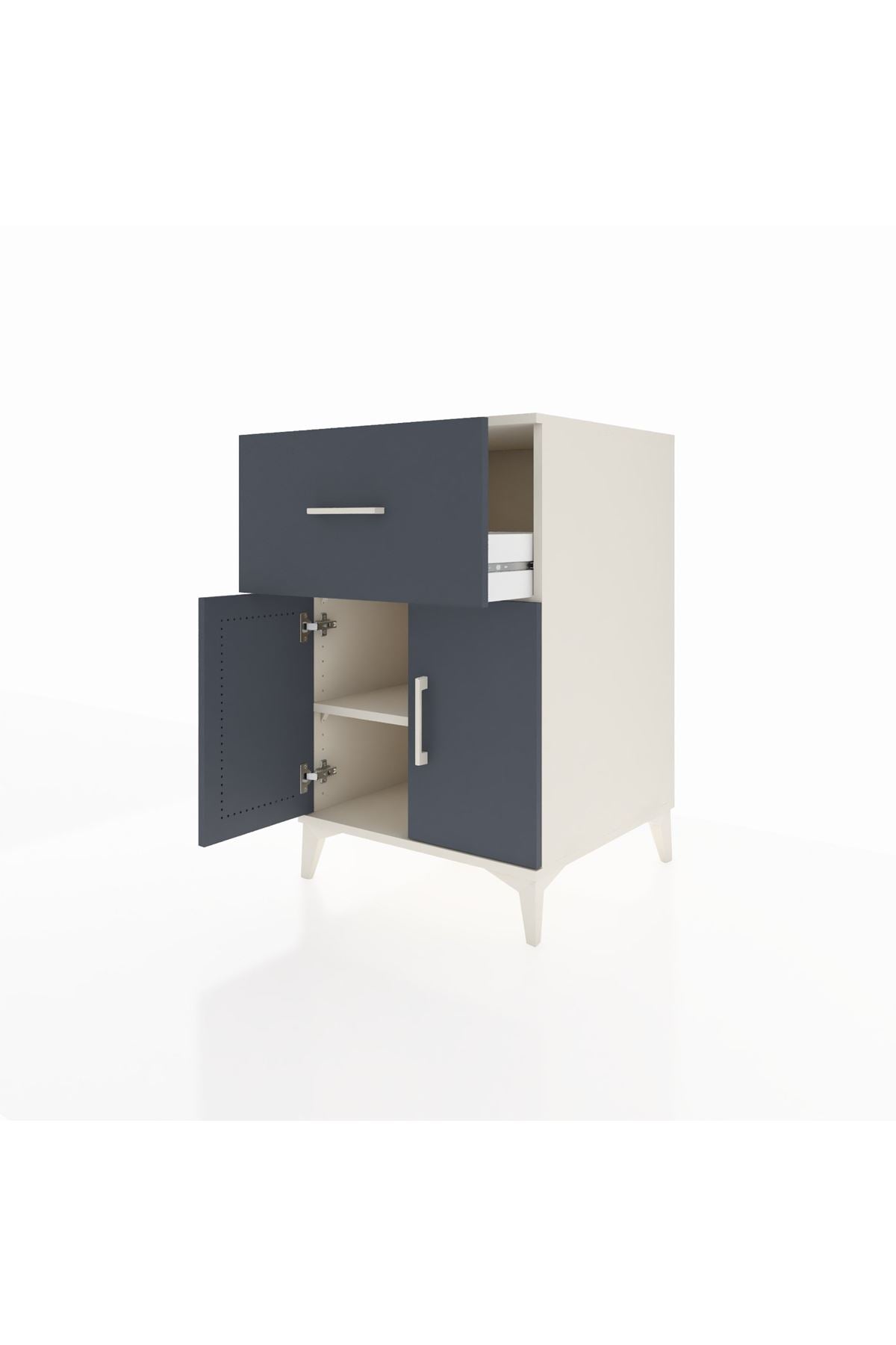 Kronos Komodin Tek Raflı Tek Çekmeceli 2 Kapaklı 60x59x96 Aytaşı-Antrasit