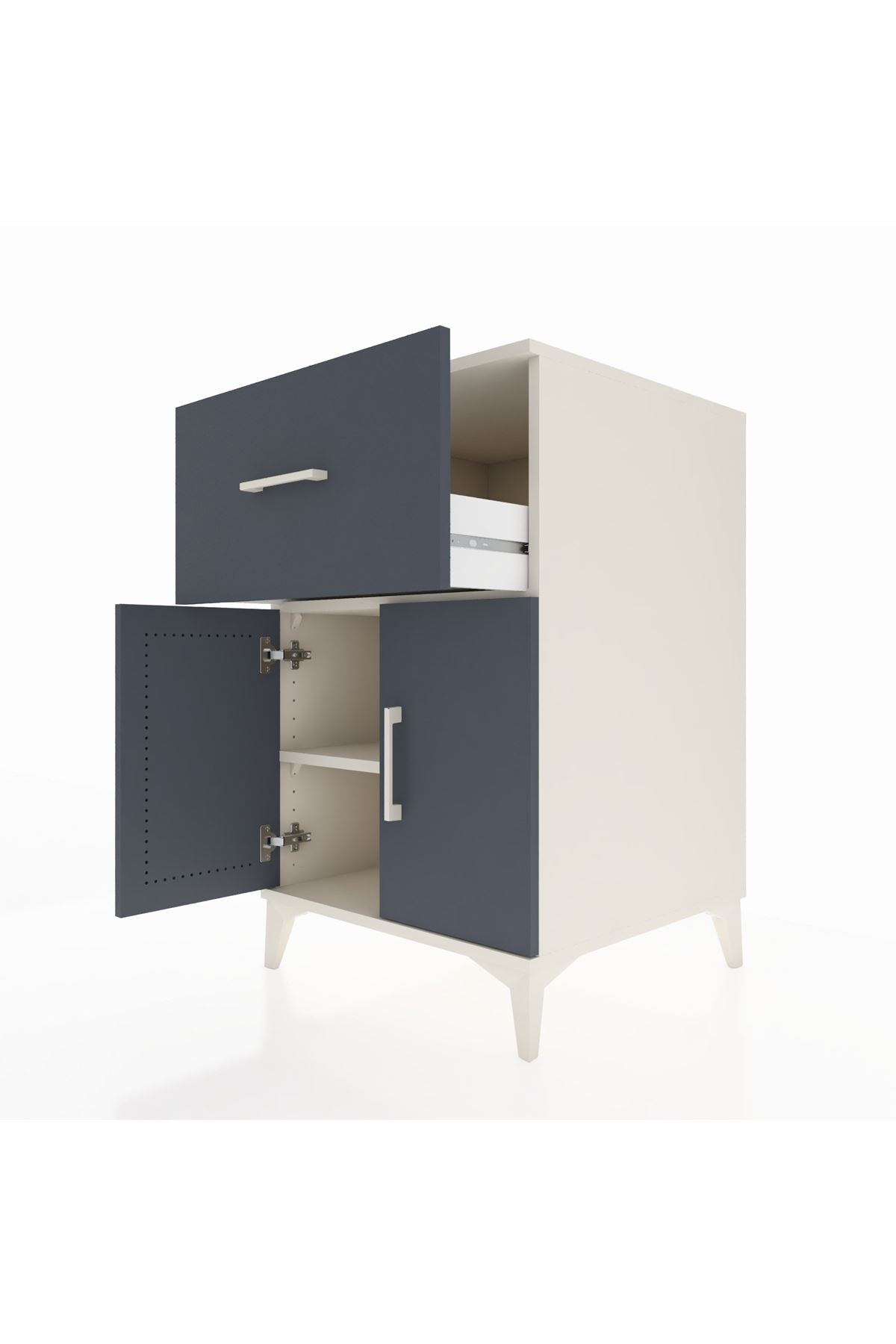 Kronos Komodin Tek Raflı Tek Çekmeceli 2 Kapaklı 60x59x96 Aytaşı-Antrasit