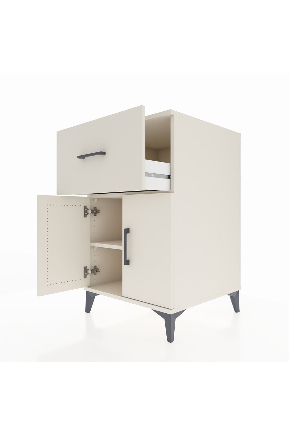 Kronos Komodin Tek Raflı Tek Çekmeceli 2 Kapaklı 60x59x96 Aytaşı-Aytaşı