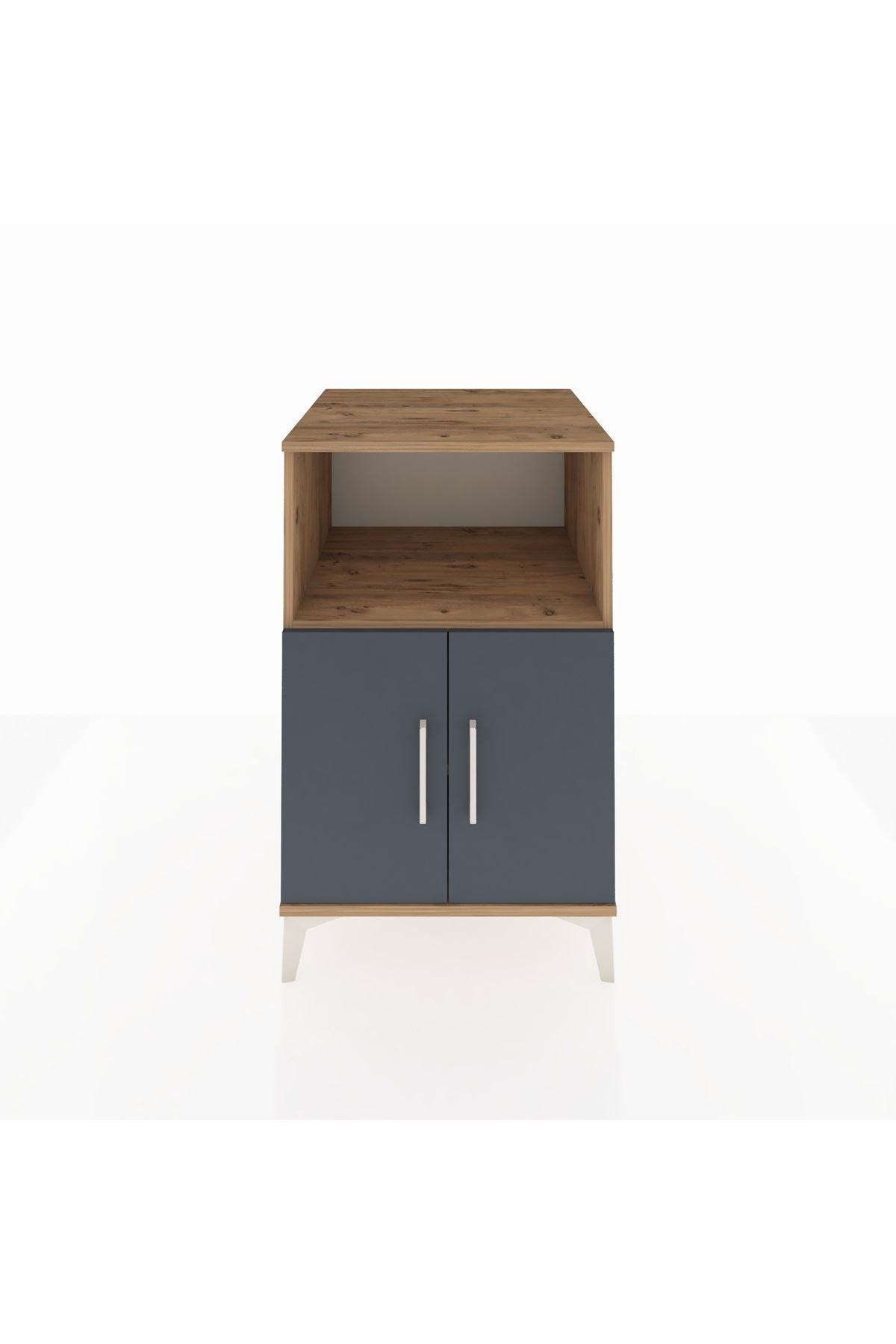 Kronos Komodin 2 Raflı 2 Kapaklı 60x59x96 Çam-Antrasit