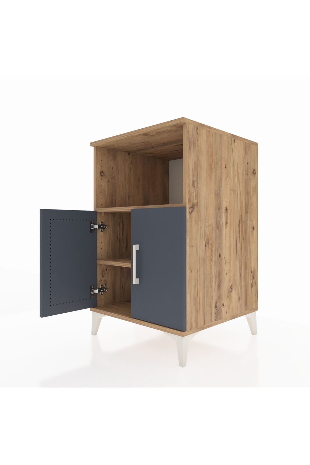 Kronos Komodin 2 Raflı 2 Kapaklı 60x59x96 Çam-Antrasit