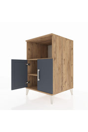 Kronos Komodin 2 Raflı 2 Kapaklı 60x59x96 Çam-Antrasit