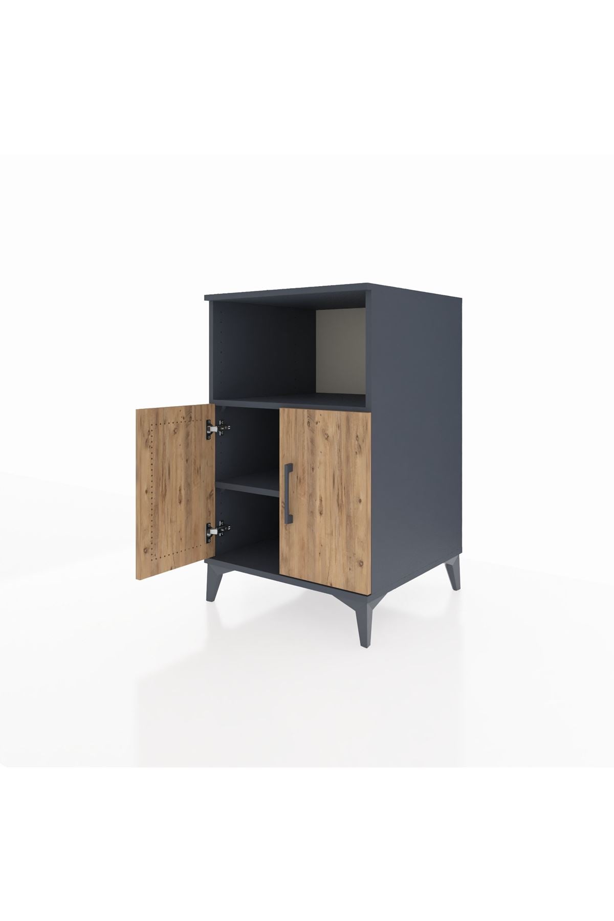 Kronos Komodin 2 Raflı 2 Kapaklı 60x59x96 Antrasit-Çam