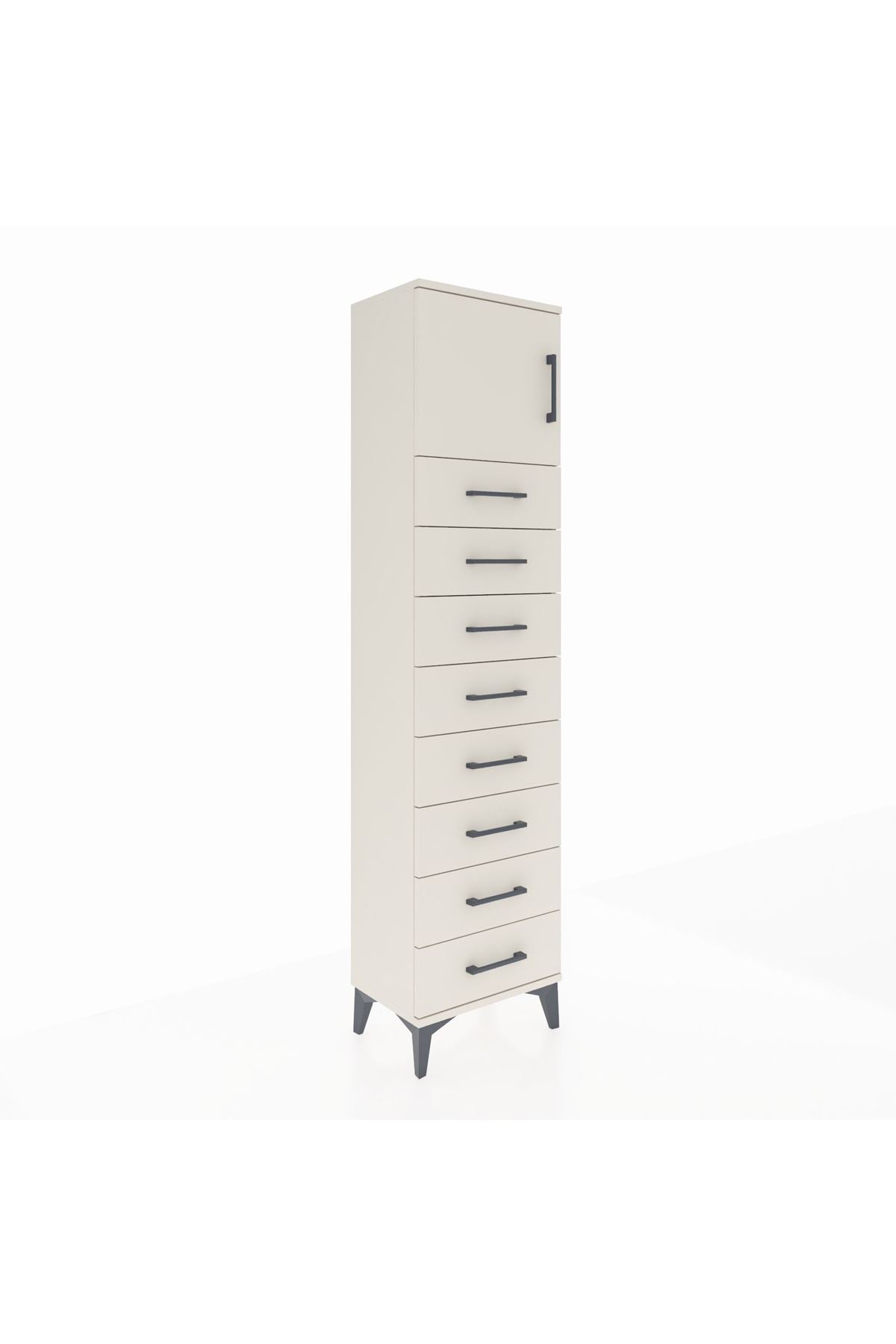 Arges Dolap Tek Raflı 8 Çekmeceli Tek Kapaklı 44x30x182 Aytaşı-Aytaşı