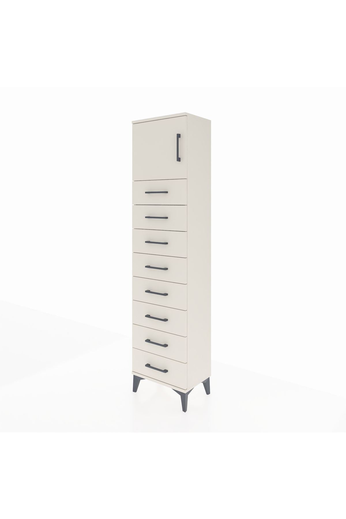 Arges Dolap Tek Raflı 8 Çekmeceli Tek Kapaklı 44x30x182 Aytaşı-Aytaşı