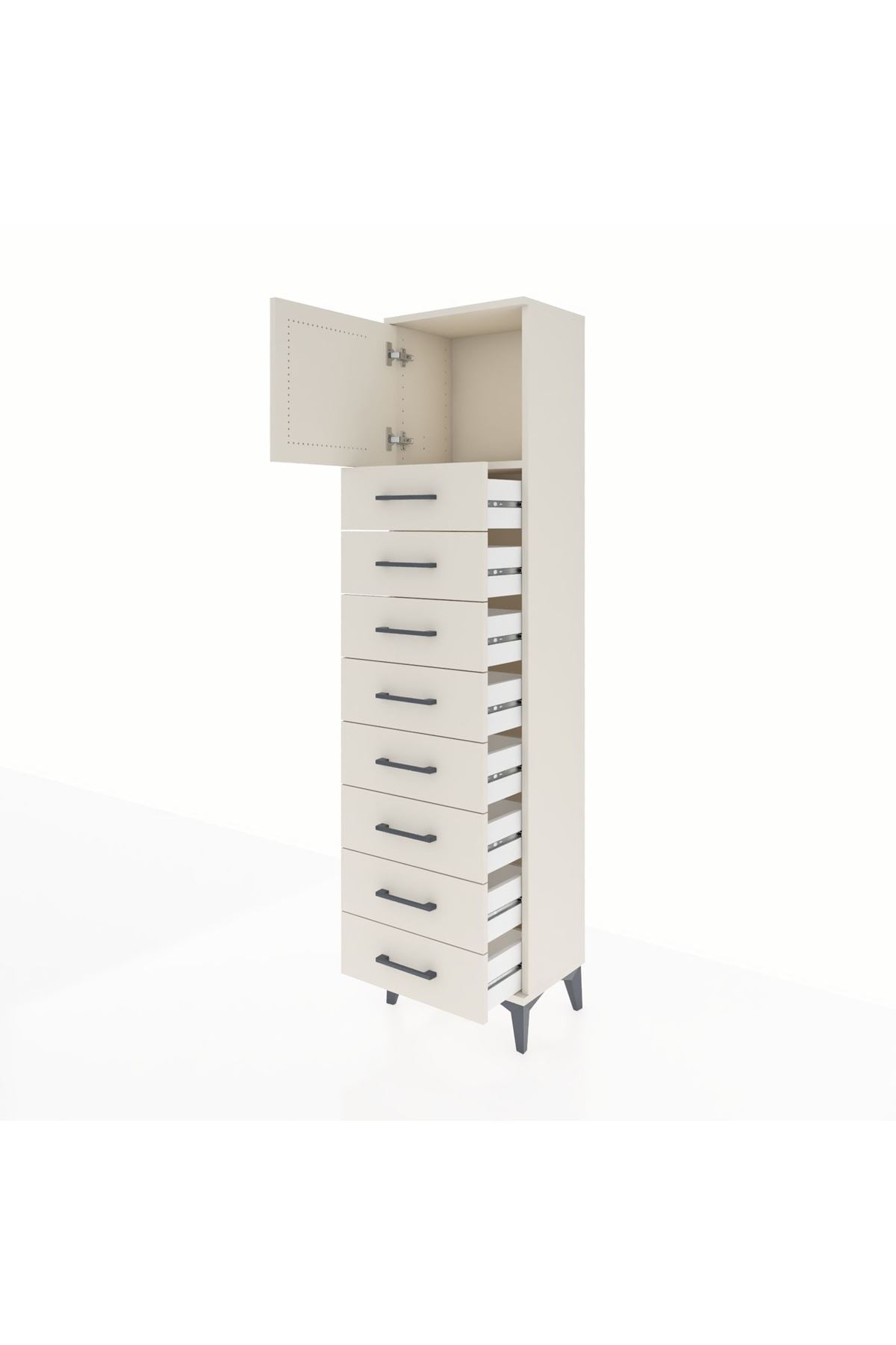 Arges Dolap Tek Raflı 8 Çekmeceli Tek Kapaklı 44x30x182 Aytaşı-Aytaşı