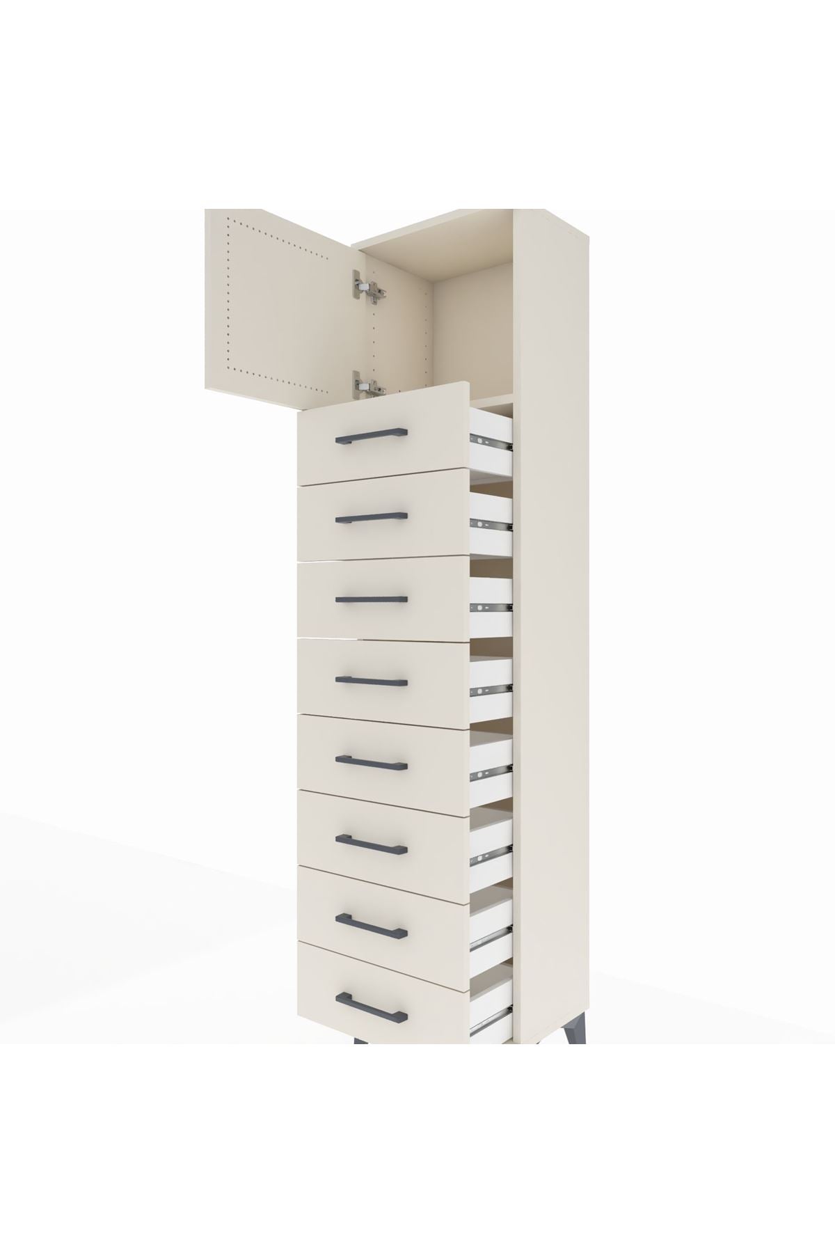 Arges Dolap Tek Raflı 8 Çekmeceli Tek Kapaklı 44x30x182 Aytaşı-Aytaşı