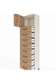 Arges Dolap Tek Raflı 8 Çekmeceli Tek Kapaklı 44x30x182 Aytaşı-Çam