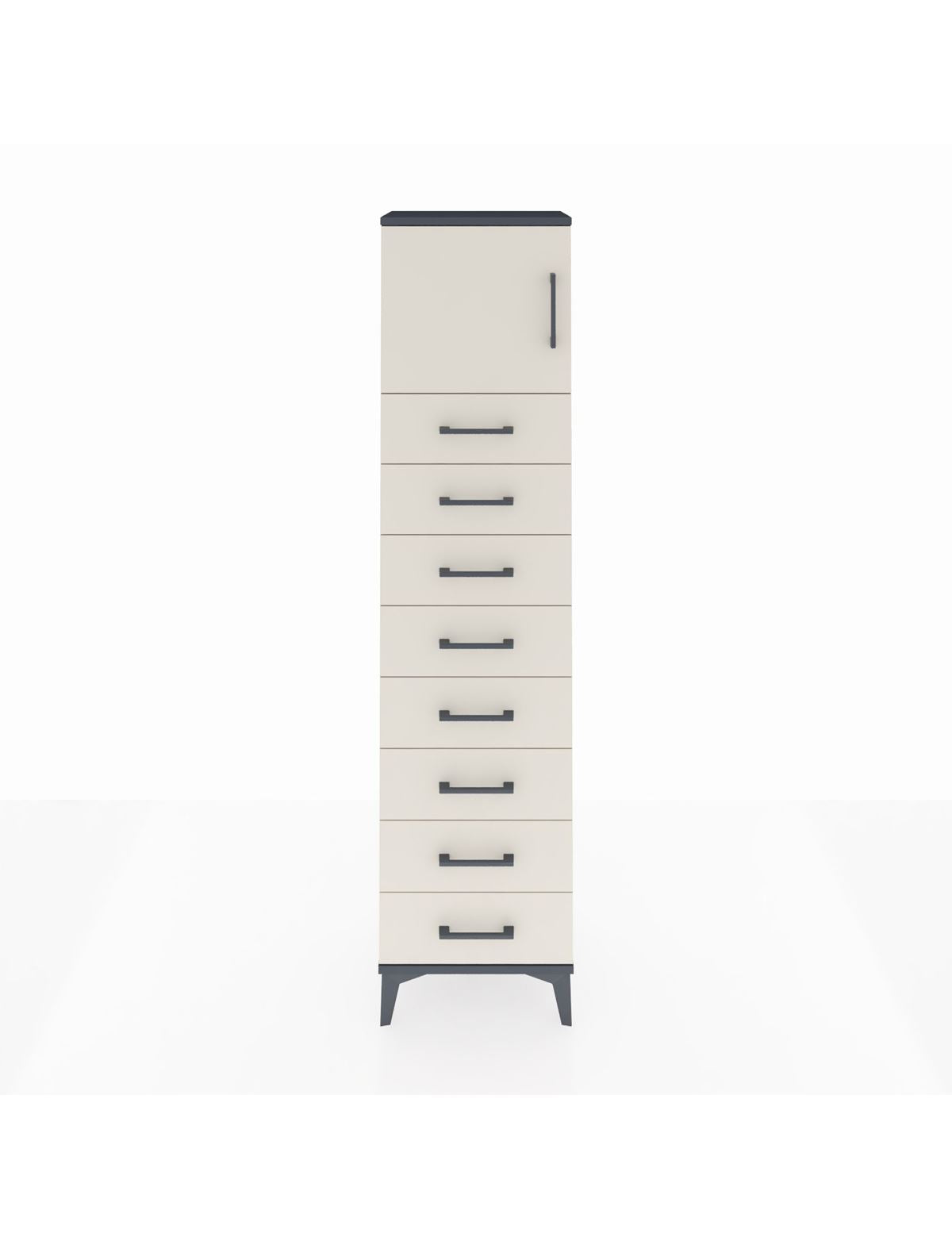 Arges Dolap Tek Raflı 8 Çekmeceli Tek Kapaklı 44x30x182 Antrasit-Aytaşı