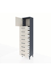 Arges Dolap Tek Raflı 8 Çekmeceli Tek Kapaklı 44x30x182 Antrasit-Aytaşı