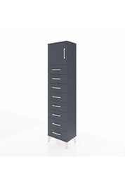 Arges Dolap Tek Raflı 8 Çekmeceli Tek Kapaklı 44x30x182 Antrasit-Antrasit