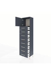 Arges Dolap Tek Raflı 8 Çekmeceli Tek Kapaklı 44x30x182 Antrasit-Antrasit