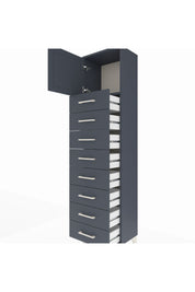 Arges Dolap Tek Raflı 8 Çekmeceli Tek Kapaklı 44x30x182 Antrasit-Antrasit