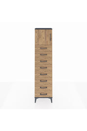 Arges Dolap Tek Raflı 8 Çekmeceli Tek Kapaklı 44x30x182 Antrasit-Çam