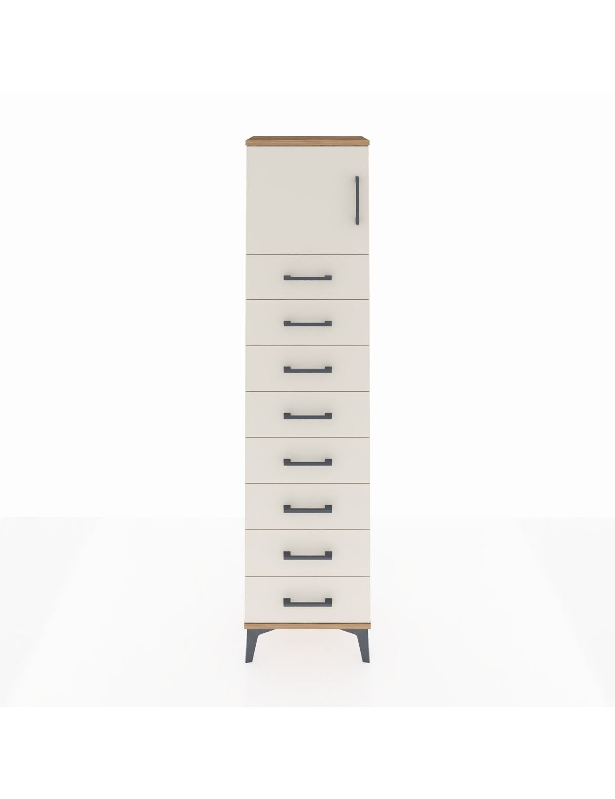 Arges Dolap Tek Raflı 8 Çekmeceli Tek Kapaklı 44x30x182 Çam-Aytaşı