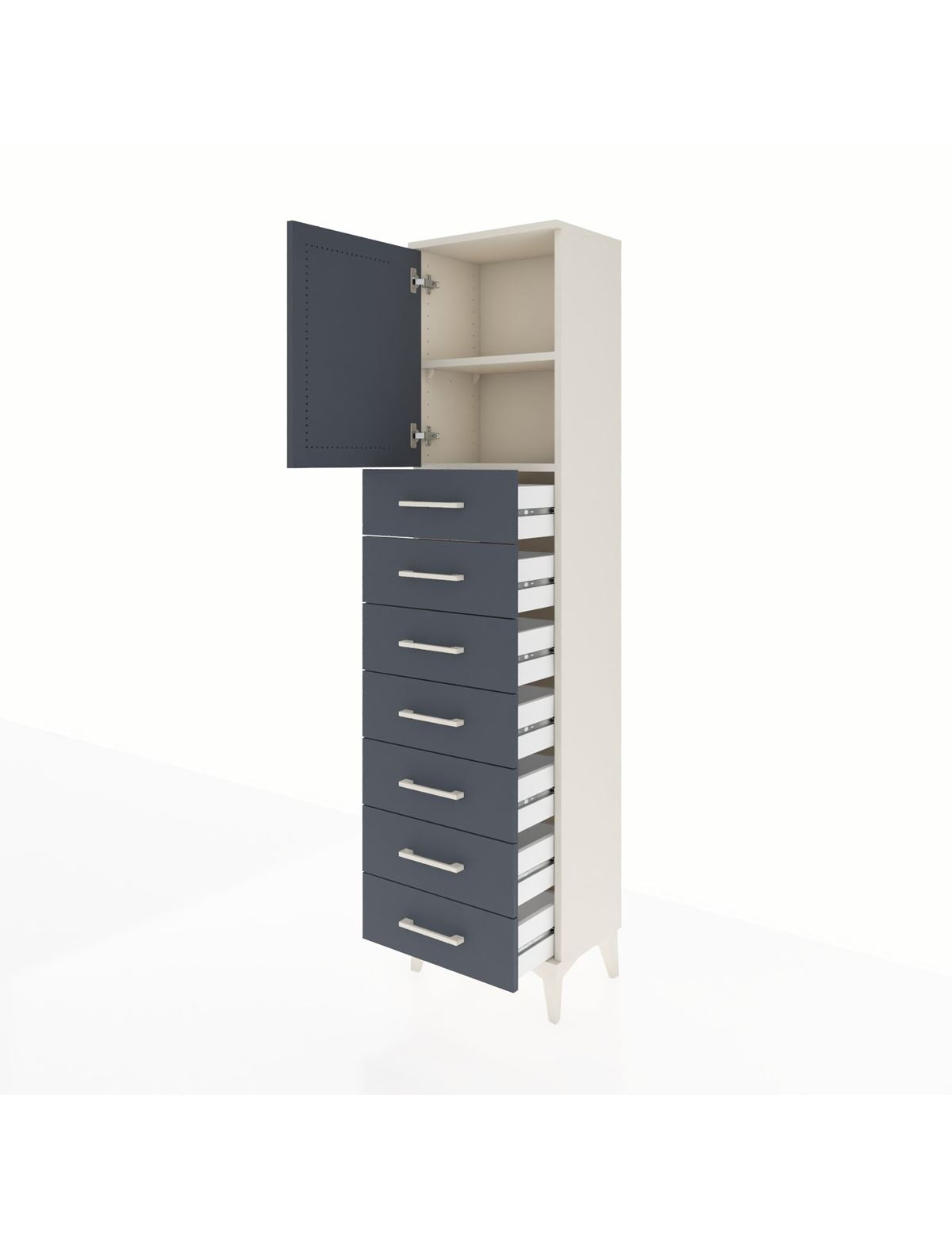 Arges Dolap 2 Raflı 7 Çekmeceli Tek Kapaklı 44x30x182 - S22M002V2A