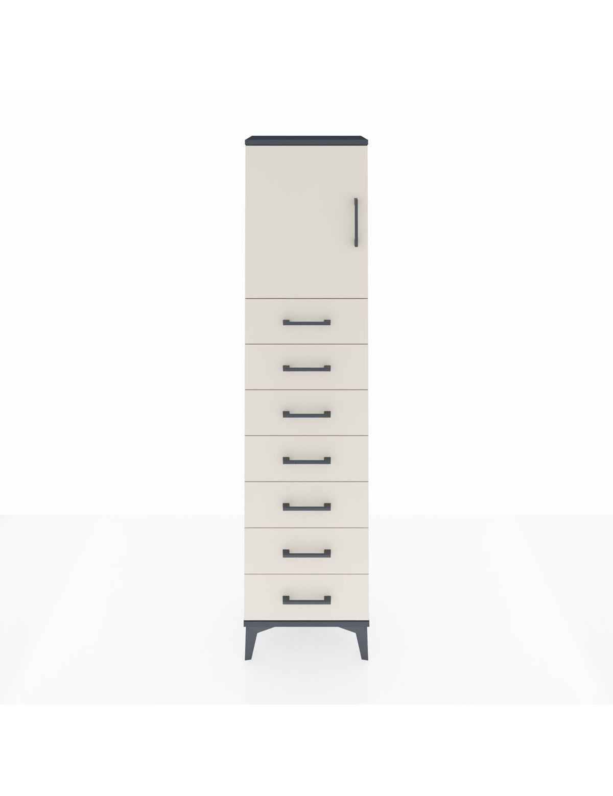 Arges Dolap 2 Raflı 7 Çekmeceli Tek Kapaklı 44x30x182 Antrasit-Aytaşı