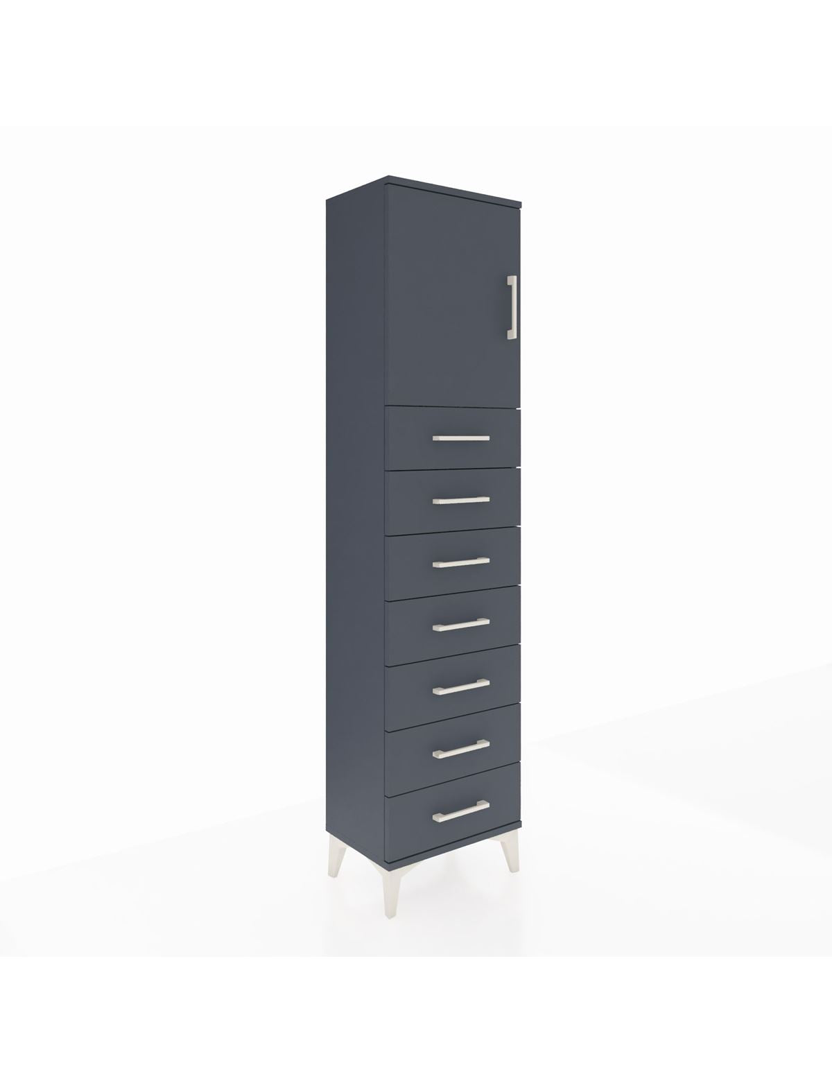 Arges Dolap 2 Raflı 7 Çekmeceli Tek Kapaklı 44x30x182 Antrasit-Antrasit