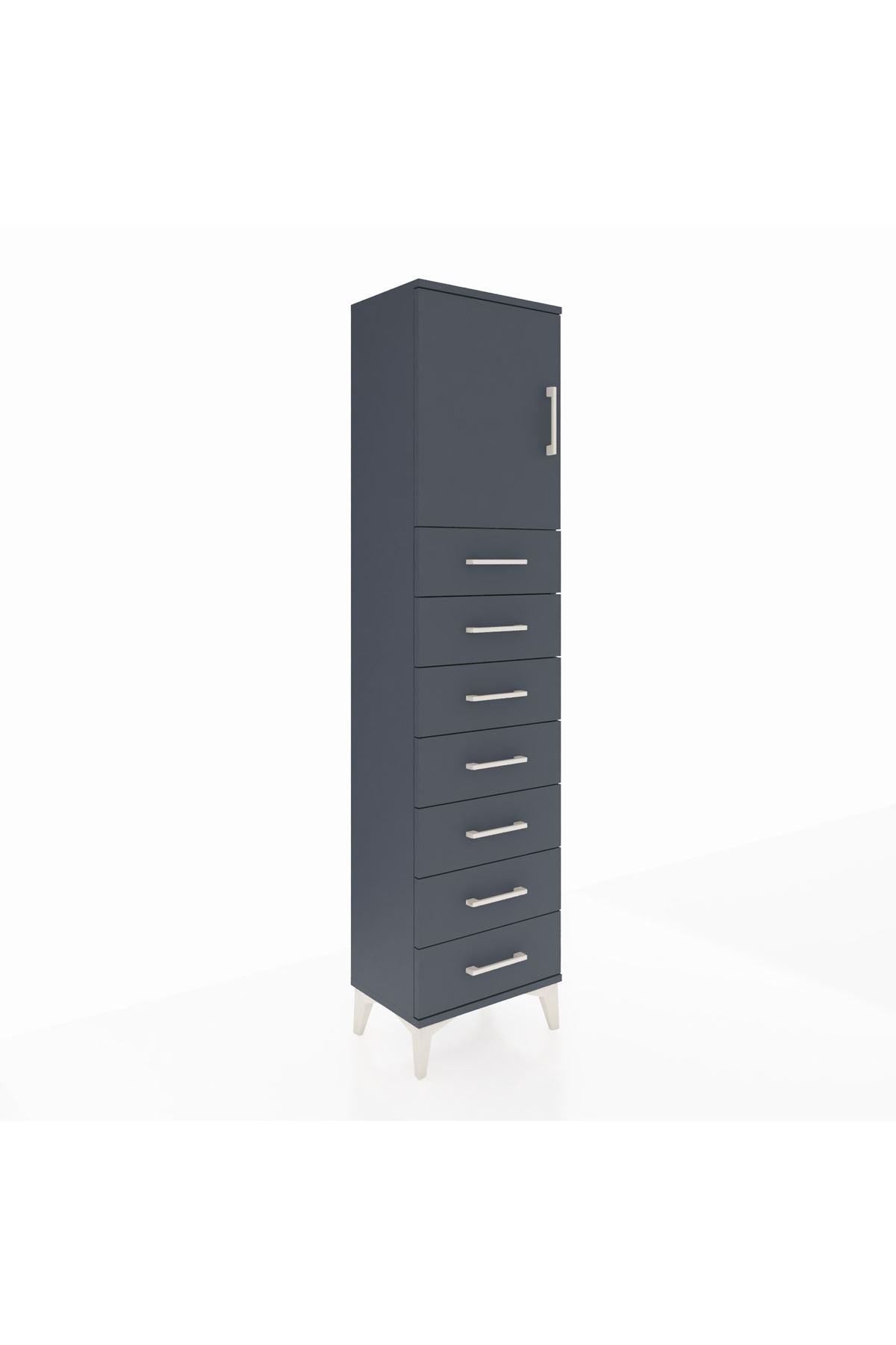 Arges Dolap 2 Raflı 7 Çekmeceli Tek Kapaklı 44x30x182 Antrasit-Antrasit