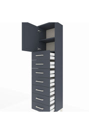 Arges Dolap 2 Raflı 7 Çekmeceli Tek Kapaklı 44x30x182 Antrasit-Antrasit