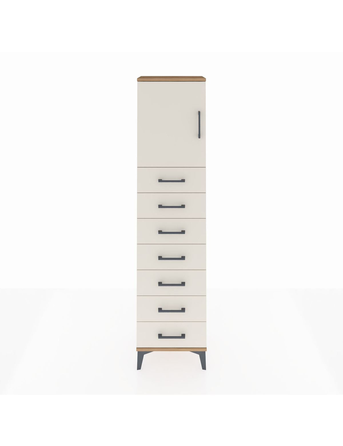 Arges Dolap 2 Raflı 7 Çekmeceli Tek Kapaklı 44x30x182 Çam-Aytaşı