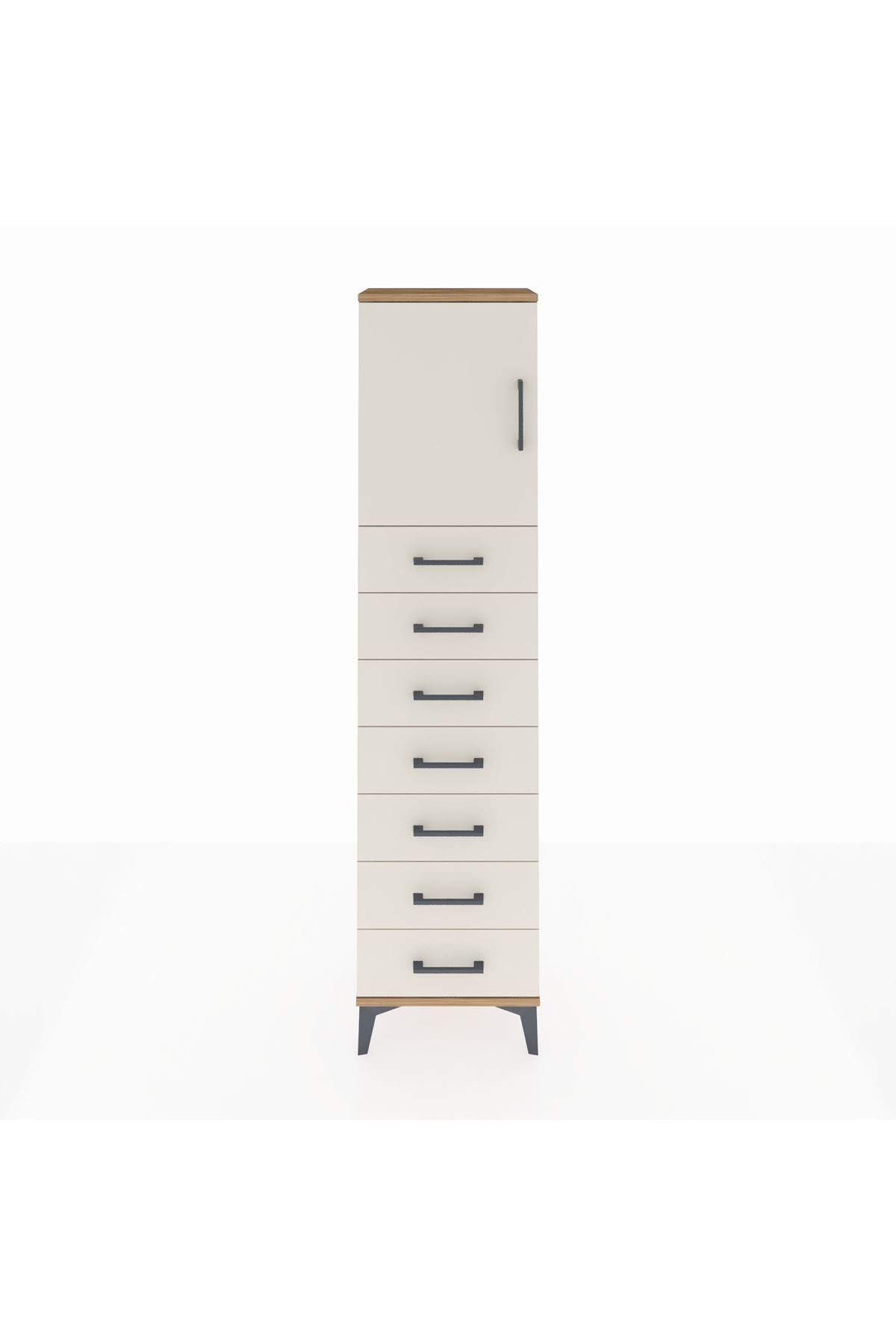 Arges Dolap 2 Raflı 7 Çekmeceli Tek Kapaklı 44x30x182 Çam-Aytaşı