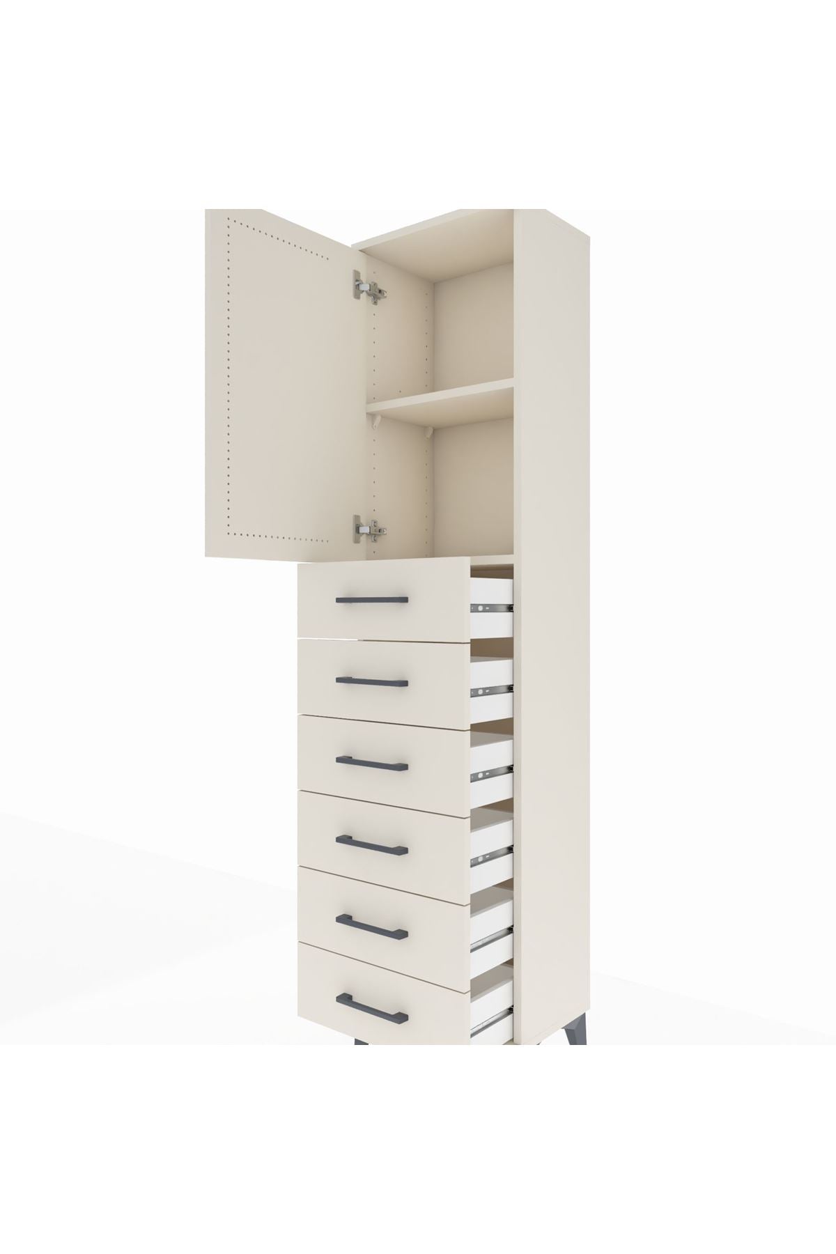 Arges Dolap 2 Raflı 6 Çekmeceli Tek Kapaklı 44x30x182 Aytaşı-Aytaşı