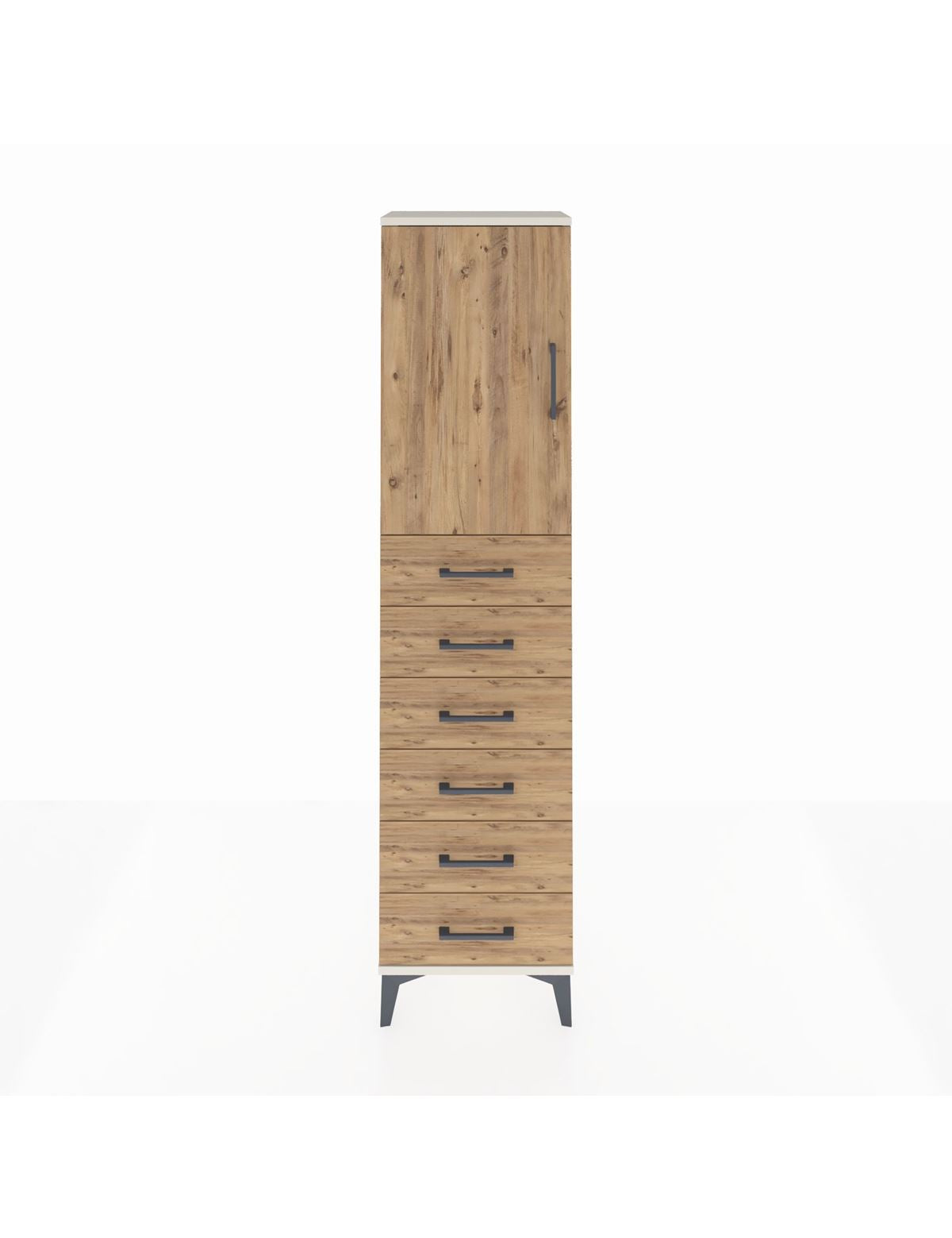 Arges Dolap 2 Raflı 6 Çekmeceli Tek Kapaklı 44x30x182 Aytaşı-Çam