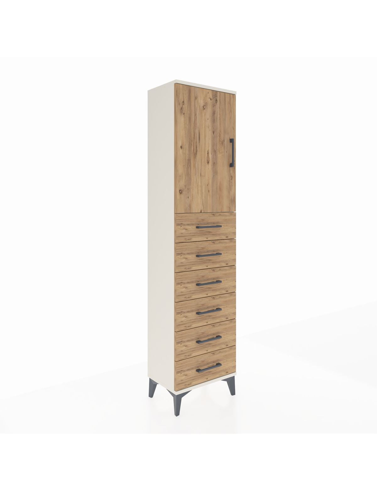 Arges Dolap 2 Raflı 6 Çekmeceli Tek Kapaklı 44x30x182 Aytaşı-Çam