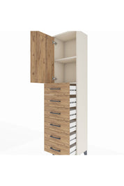 Arges Dolap 2 Raflı 6 Çekmeceli Tek Kapaklı 44x30x182 Aytaşı-Çam