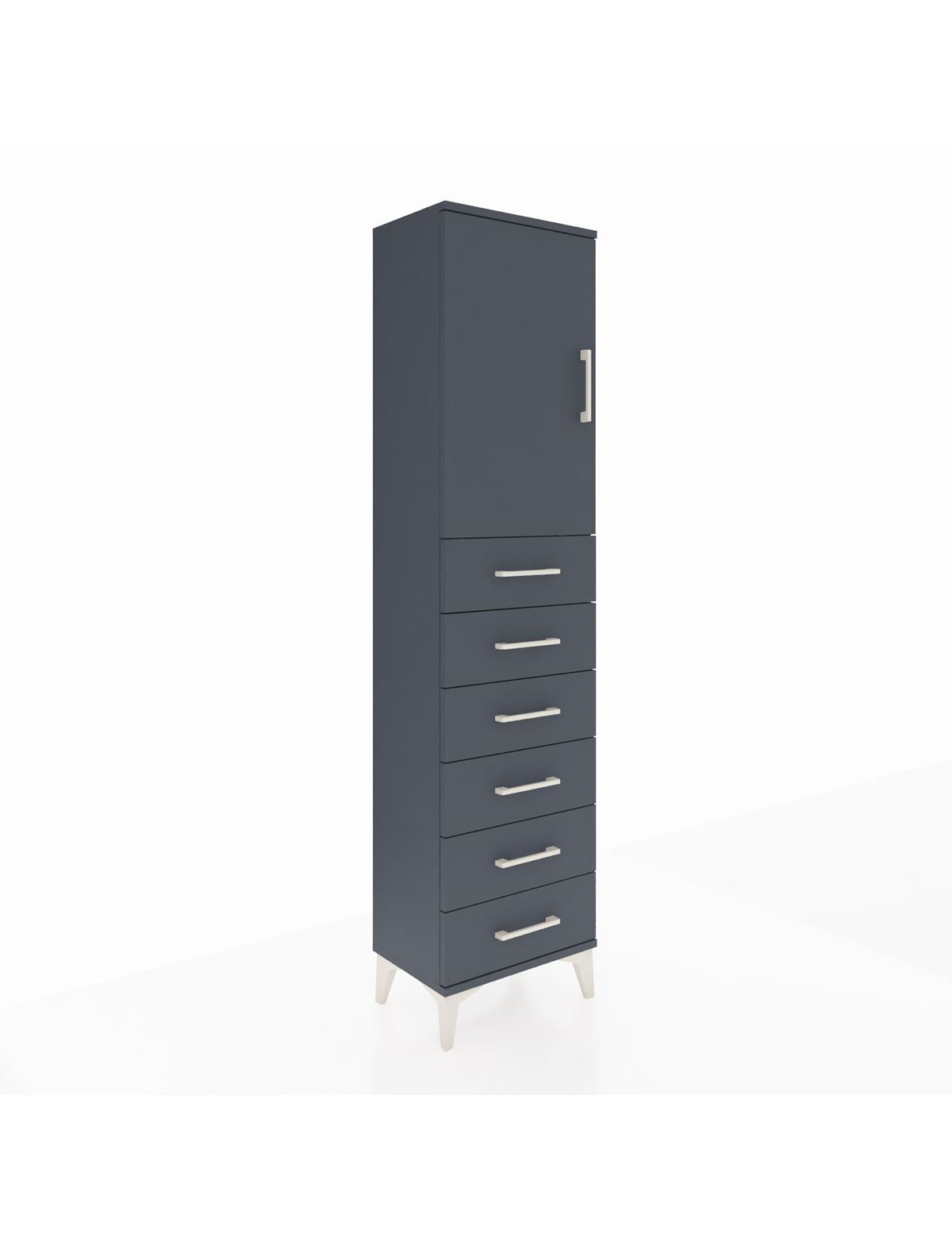 Arges Dolap 2 Raflı 6 Çekmeceli Tek Kapaklı 44x30x182 Antrasit-Antrasit