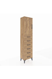 Arges Dolap 2 Raflı 6 Çekmeceli Tek Kapaklı 44x30x182 Çam-Çam