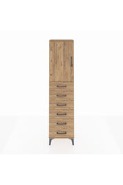 Arges Dolap 2 Raflı 6 Çekmeceli Tek Kapaklı 44x30x182 Çam-Çam