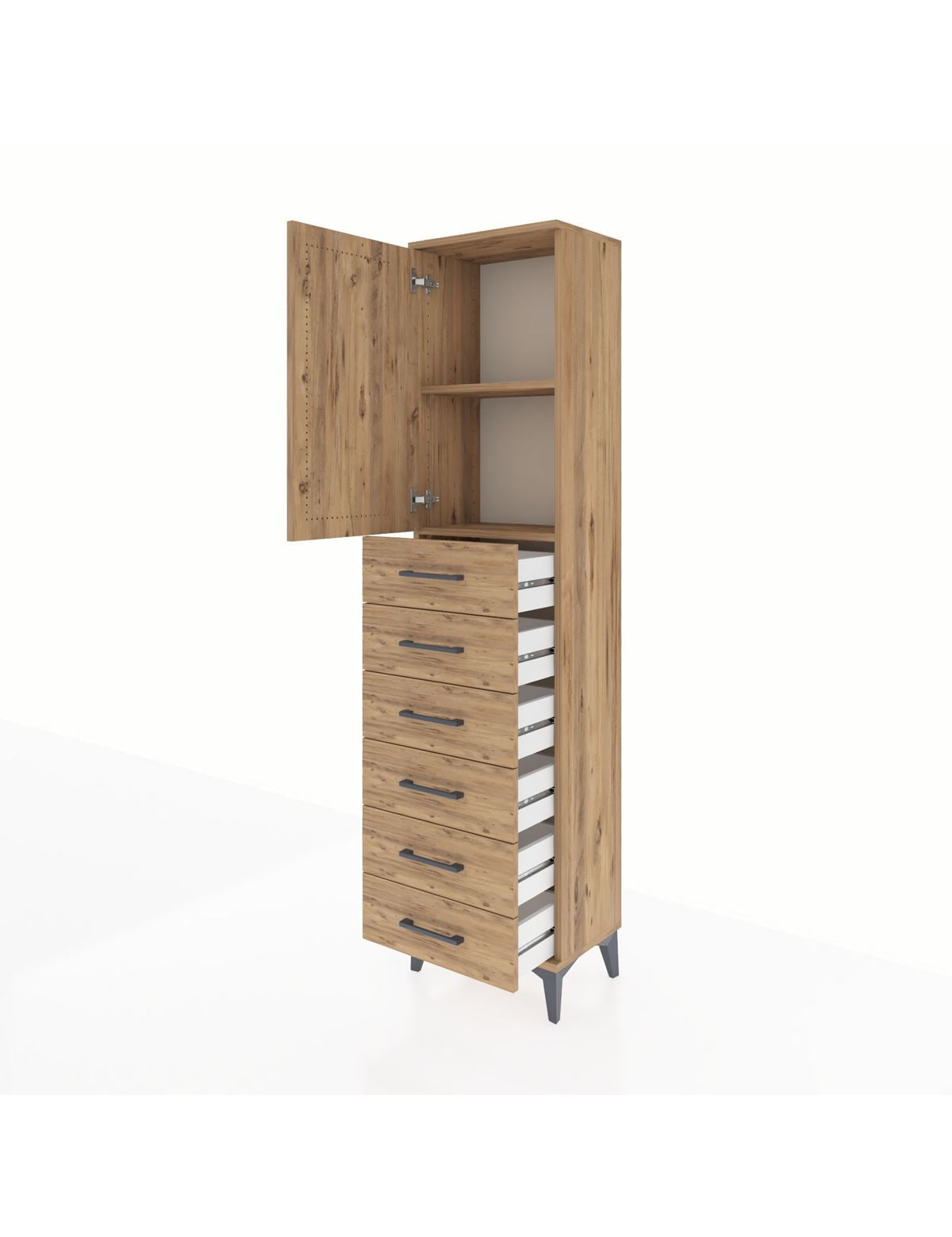 Arges Dolap 2 Raflı 6 Çekmeceli Tek Kapaklı 44x30x182 - S22M003V9A