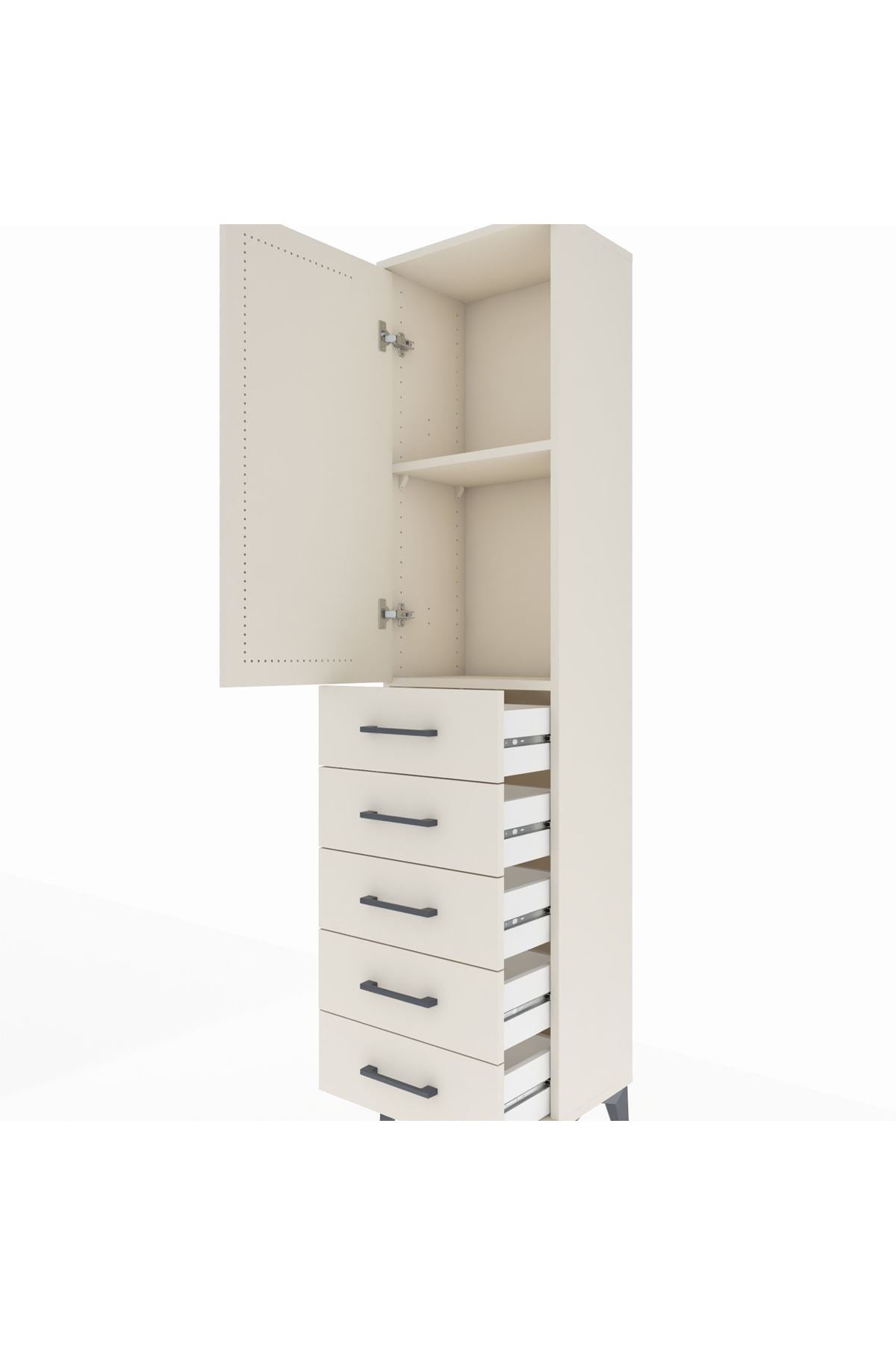 Arges Dolap 2 Raflı 5 Çekmeceli Tek Kapaklı 44x30x182 Aytaşı-Aytaşı