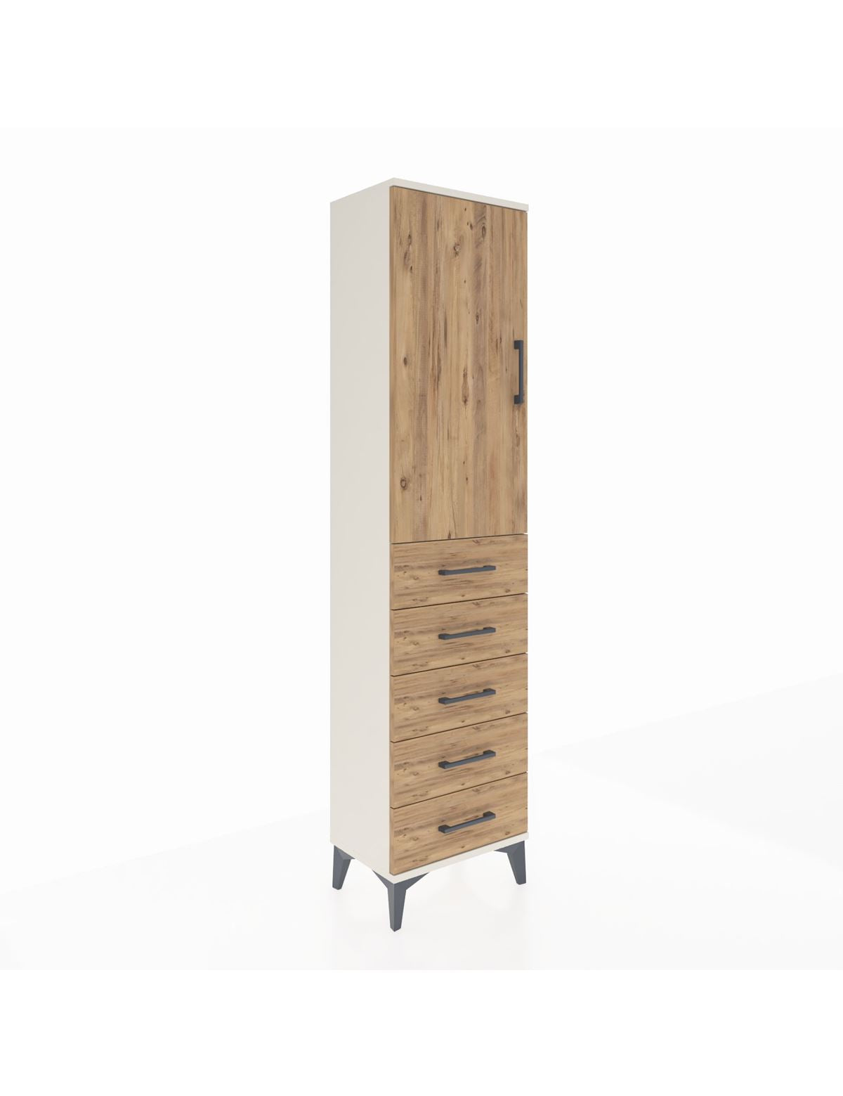 Arges Dolap 2 Raflı 5 Çekmeceli Tek Kapaklı 44x30x182 Aytaşı-Çam