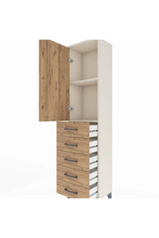 Arges Dolap 2 Raflı 5 Çekmeceli Tek Kapaklı 44x30x182 Aytaşı-Çam