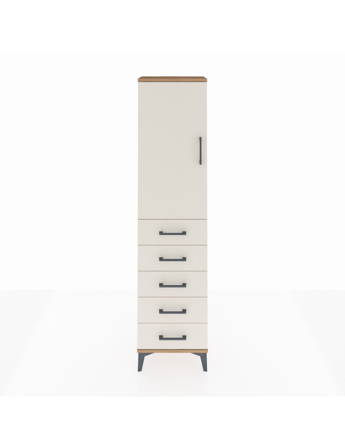 Arges Dolap 2 Raflı 5 Çekmeceli Tek Kapaklı 44x30x182 Çam-Aytaşı