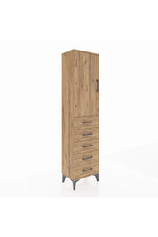 Arges Dolap 2 Raflı 5 Çekmeceli Tek Kapaklı 44x30x182 Çam-Çam