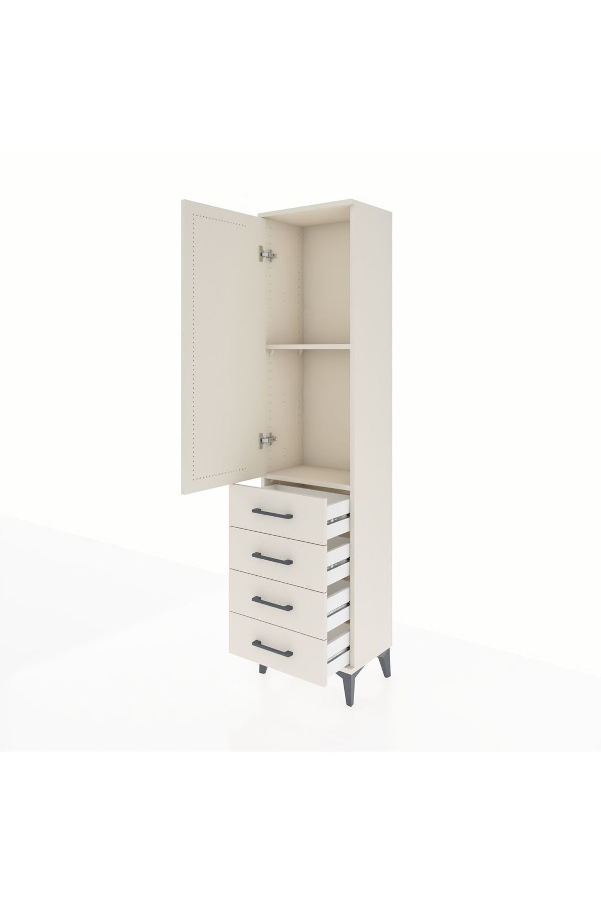 Arges Dolap 2 Raflı 4 Çekmeceli Tek Kapaklı 44x30x182 Aytaşı-Aytaşı