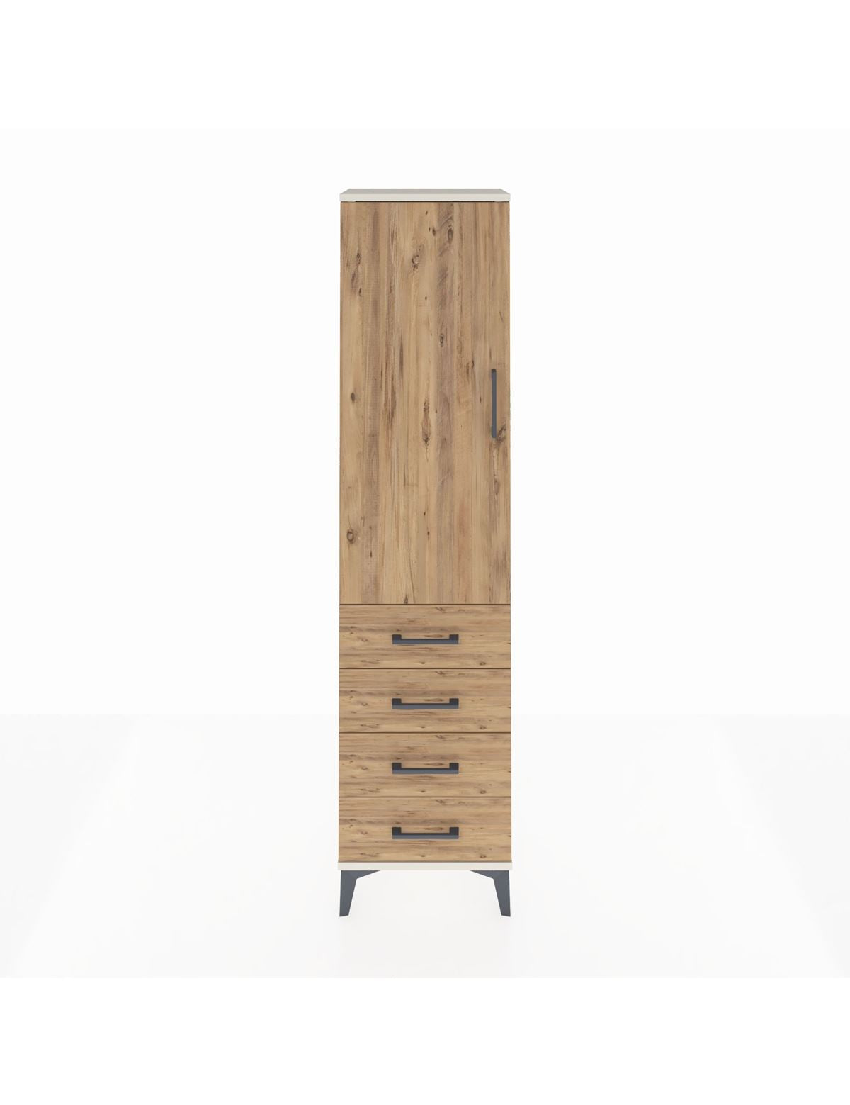 Arges Dolap 2 Raflı 4 Çekmeceli Tek Kapaklı 44x30x182 Aytaşı-Çam