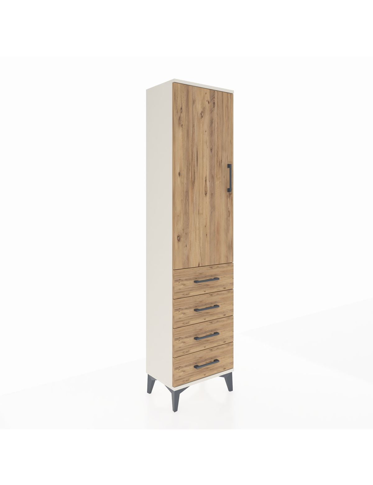 Arges Dolap 2 Raflı 4 Çekmeceli Tek Kapaklı 44x30x182 Aytaşı-Çam