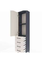 Arges Dolap 2 Raflı 4 Çekmeceli Tek Kapaklı 44x30x182 Antrasit-Aytaşı