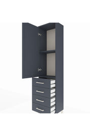 Arges Dolap 2 Raflı 4 Çekmeceli Tek Kapaklı 44x30x182 Antrasit-Antrasit